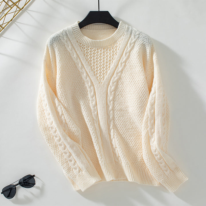 Knit sweater for women with modern V-neck and twist design Lune London