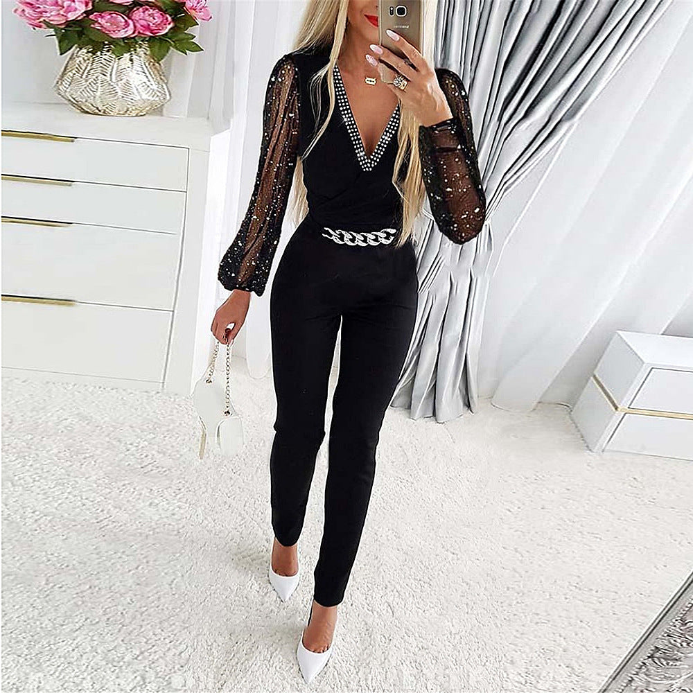 Ladies Elegant Combination with Chic Mesh Sleeves and Style