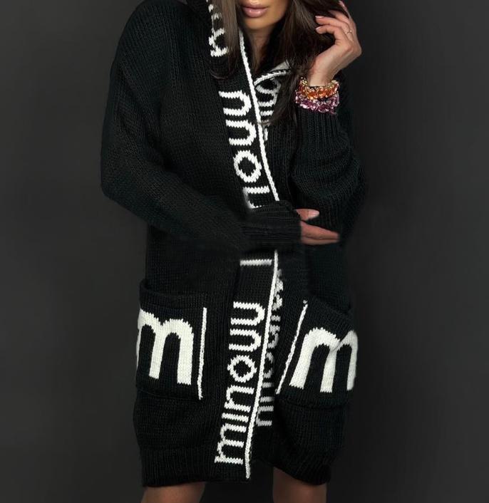 Knit jacket for women with logo print and deep pockets Lune London
