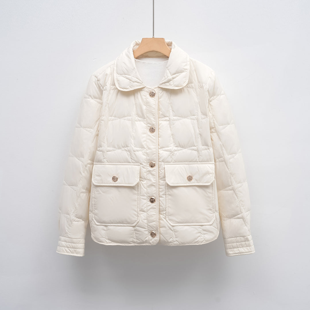 Fashionable women's quilted jacket with pockets and button closure Lune London
