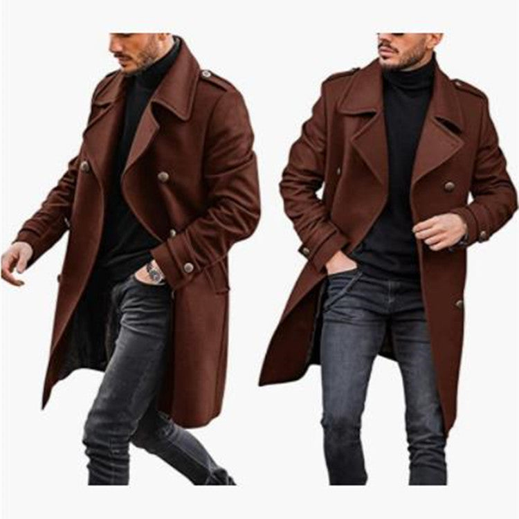 Fashion wool coat for men with casual collar and double buttons Lune London