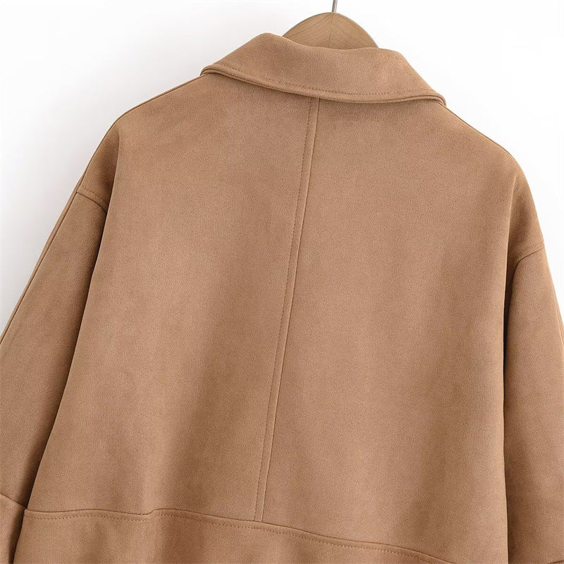 Casual synthetic leather jacket for women with practical flap pockets Lune London