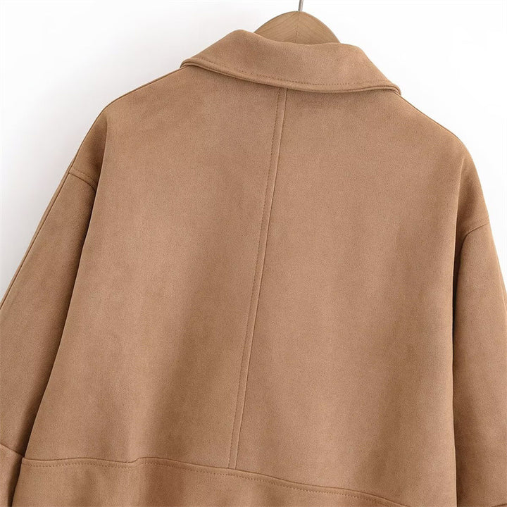 Casual synthetic leather jacket for women with practical flap pockets Lune London