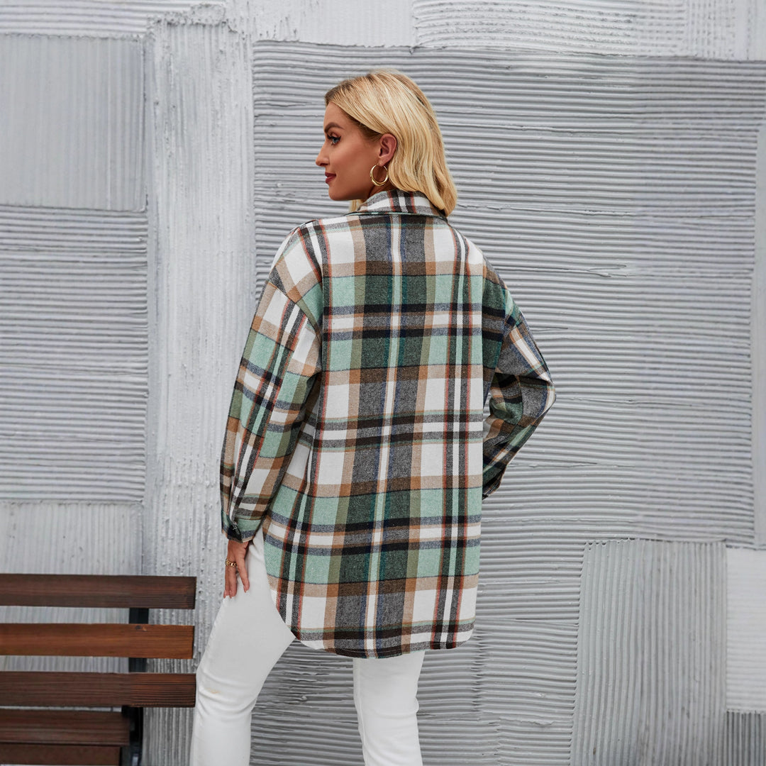 Checked pattern shirt jacket for women Chic & Stil