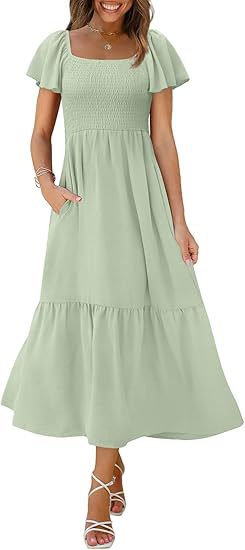 Maxi dress for women with thin straps and voluminous ruffles Lune London
