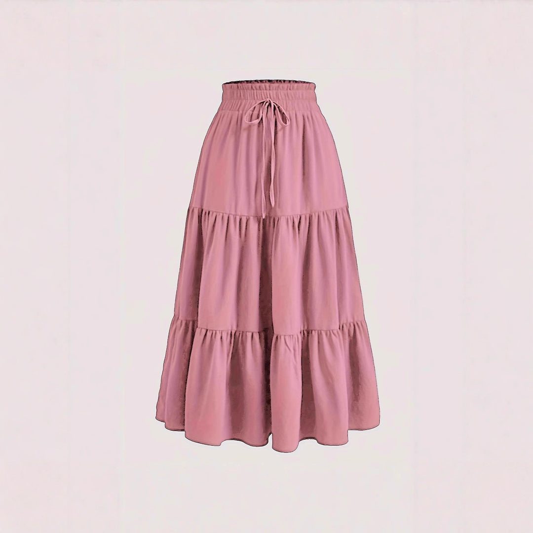 Maxi skirt for women with elastic waist and ruffled design Lune London