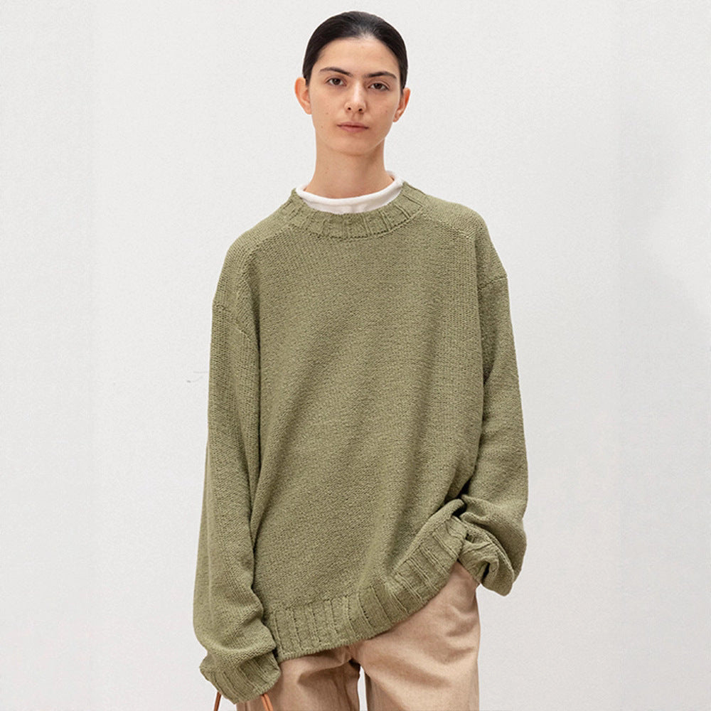 Pull en tricot décontracté pour femmes avec coupe ample et ourlet élastique