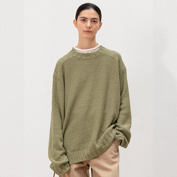 Pull en tricot décontracté pour femmes avec coupe ample et ourlet élastique