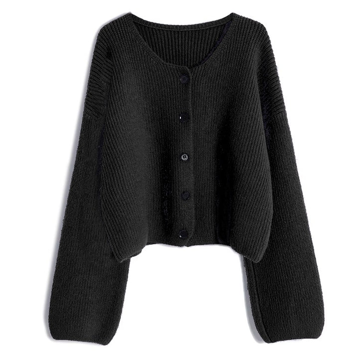 Trendy short cardigan for women with a fine ribbed structure and Lune London button details