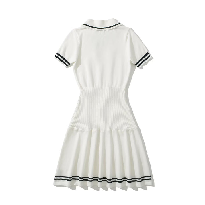 Lune London Women's Polo Dress with Ruffled Hem and Decorative Tie Accent