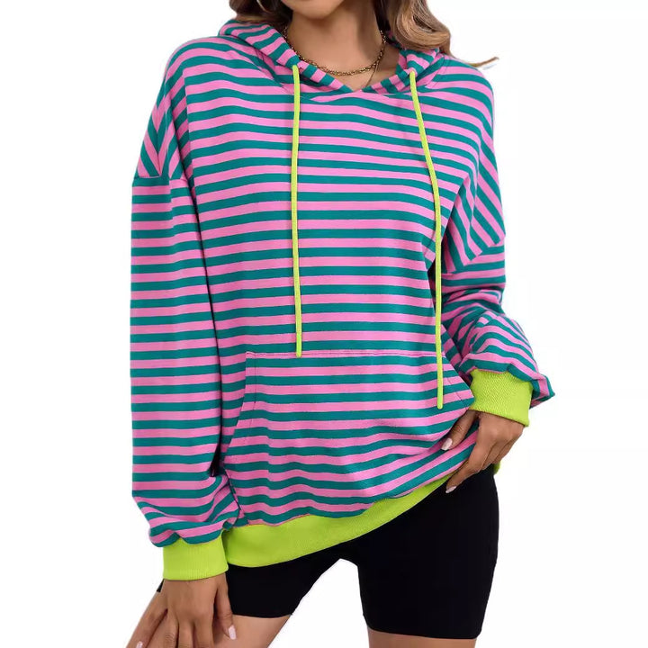 Casual hoodie for ladies with colorful striped pattern Lune London