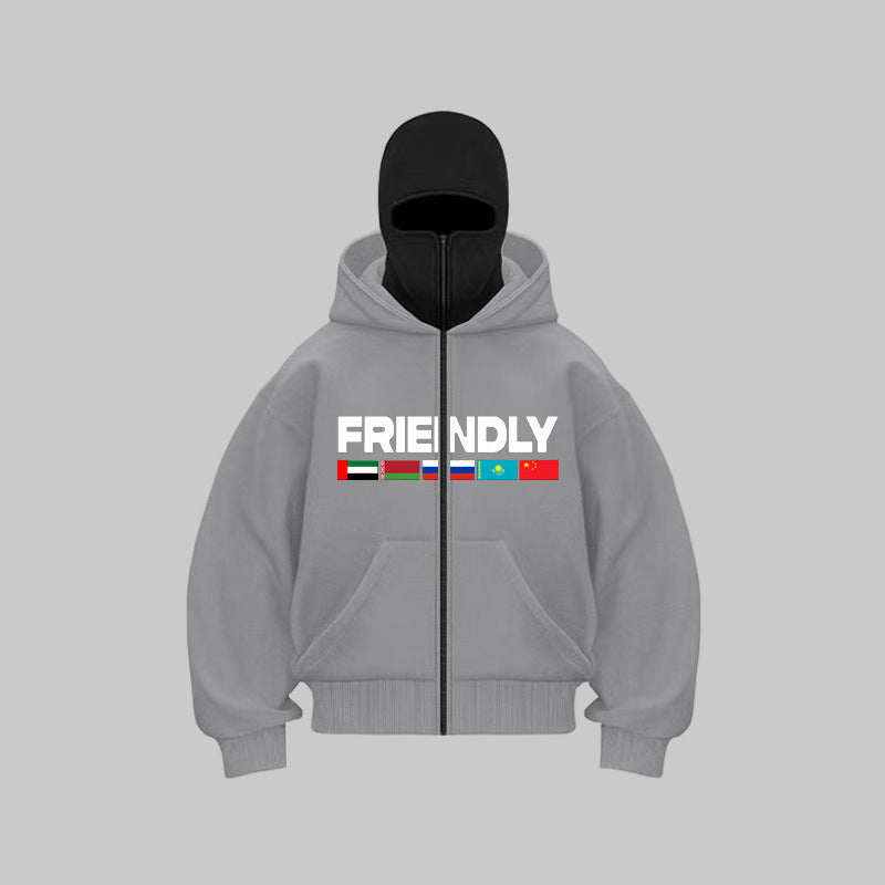 Hooded jacket for women with fixed zipper and striking graphic print Lune London