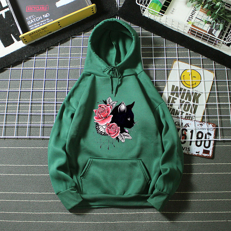 Women's hoodie with floral cat design Chic & Stil