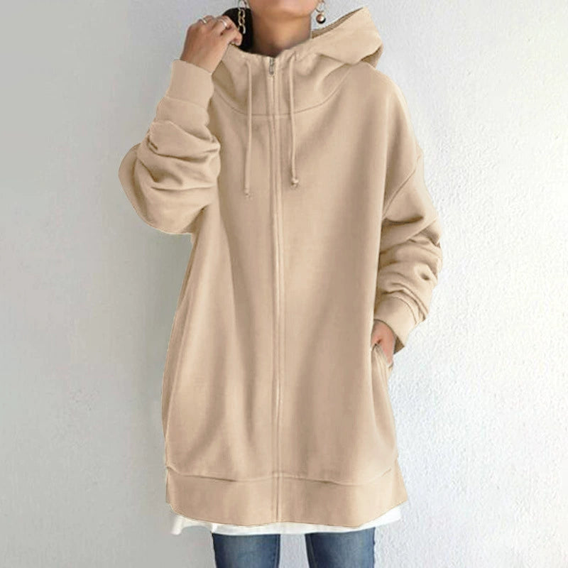 Lune London | Comfort - Extremely comfortable long zip-up plush hoodie with hood for women