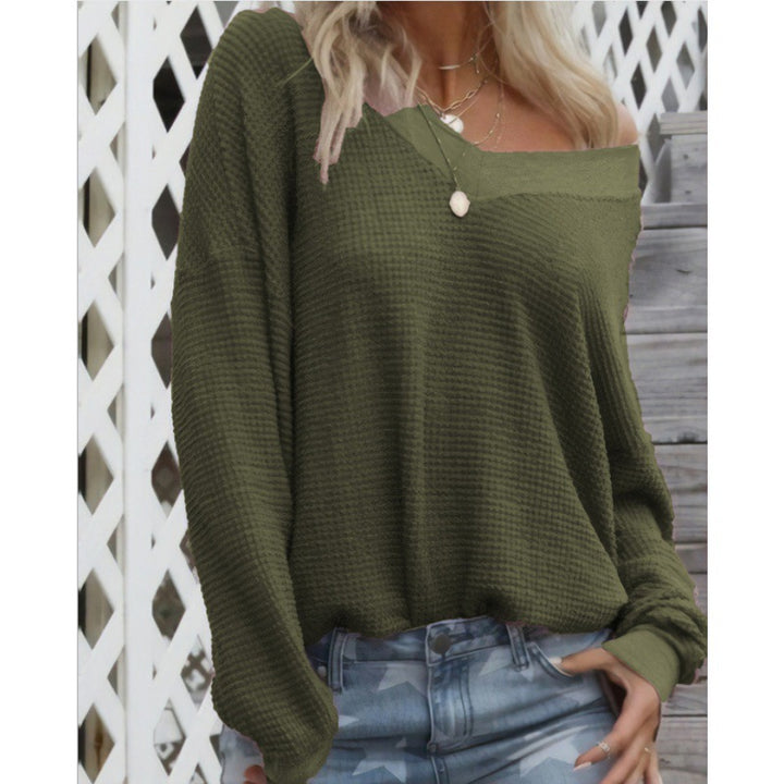 Sweat en coton oversized pour femmes avec col V décontracté et détails en côtes Chic & Stil
