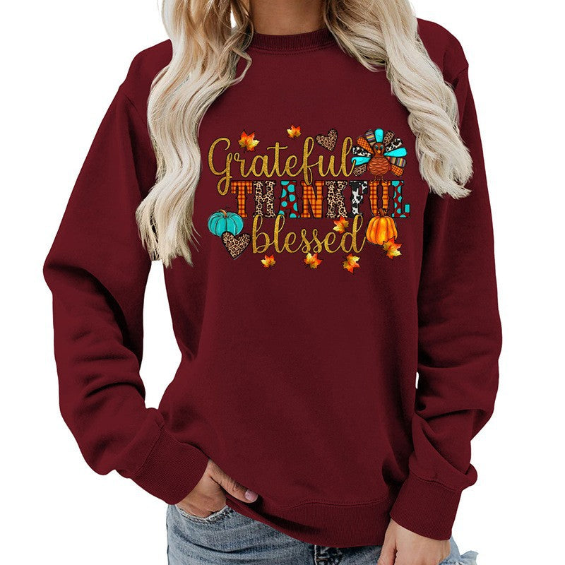 Sweatshirt pour femme avec motif de remerciement d'automne Chic & Stil