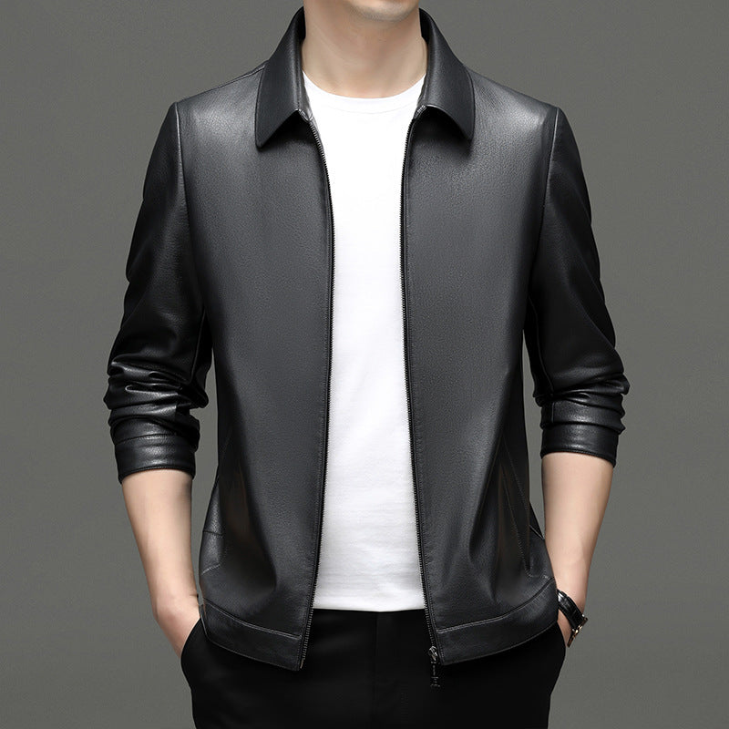 Faux leather jacket for men, modern and stylish, with practical zip pockets Lune London