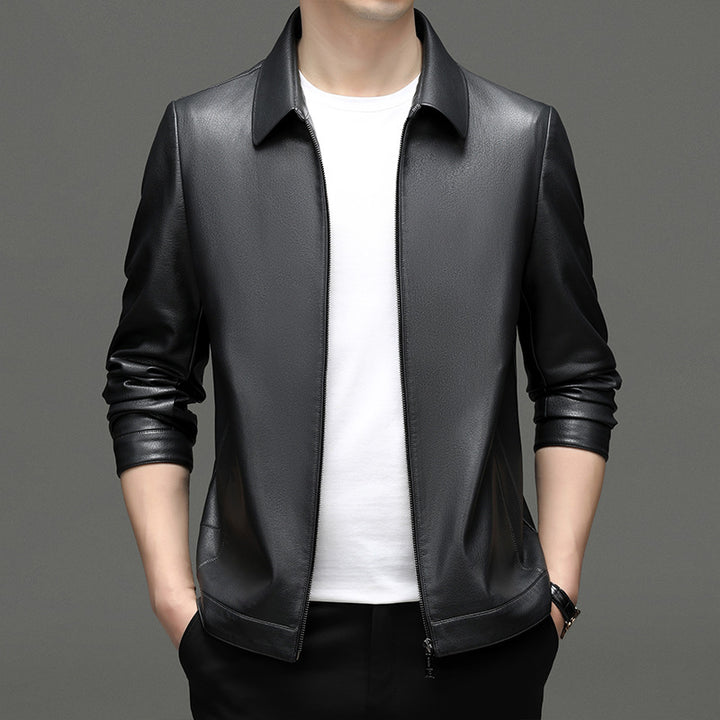 Faux leather jacket for men, modern and stylish, with practical zip pockets Lune London
