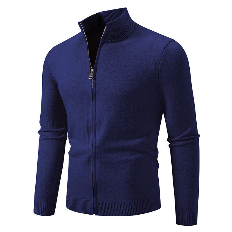 Men's knitted jacket with high collar and convenient zipper Lune London