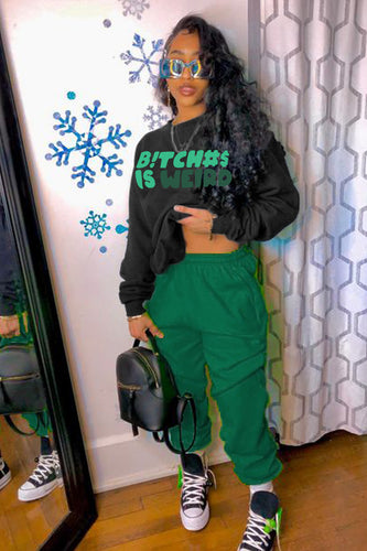 Casual sweatshirt and jogger pants set for women with a catchy statement Lune London