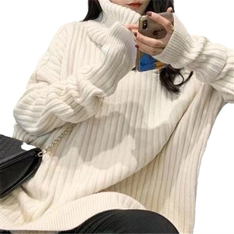 Pull turtleneck élégant et confortable pour femmes avec texture côtelée Chic & Stil