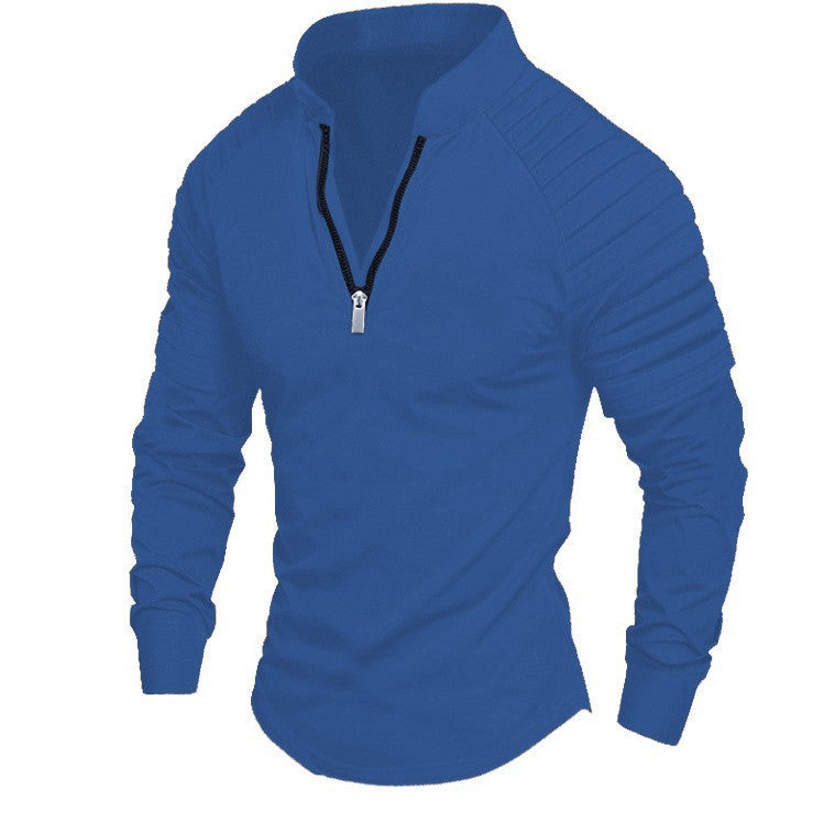 Men's long sleeve sports T-shirt with high collar and zipper Lune London