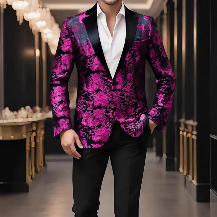 Veste de smoking élégante pour hommes avec un luxueux motif floral en jacquard Lune London