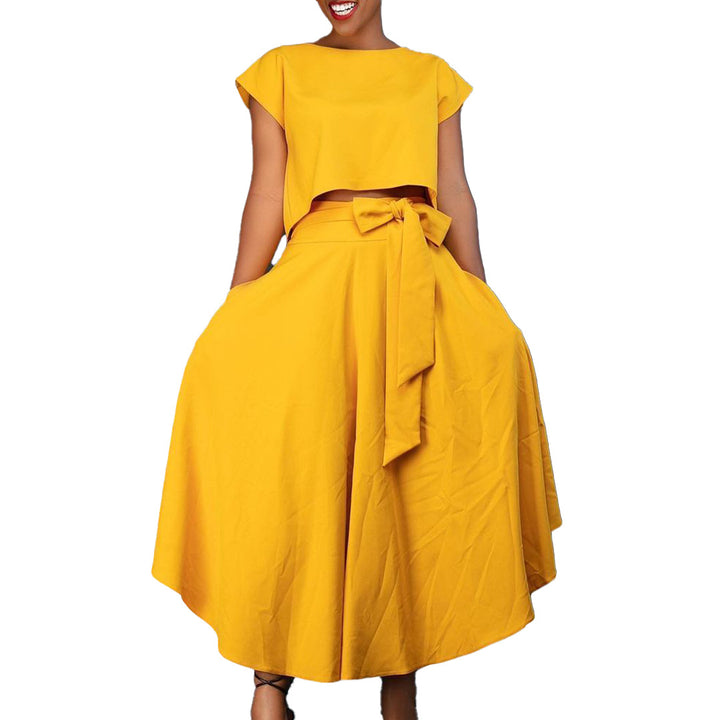 Asymmetrical maxi dress for women with wrapped belt Lune London