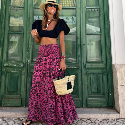 Lune London high waisted bohemian maxi skirt for women
