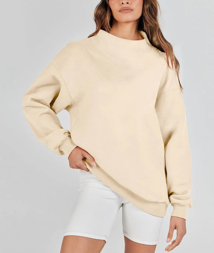 Ladies Comfortable Oversized Sweater with Chic High Collar and Style