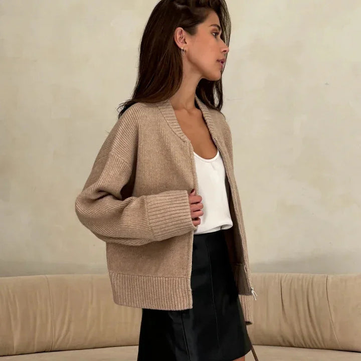 Veste en tricot oversize pour femmes avec zipper intégral Chic & Stil