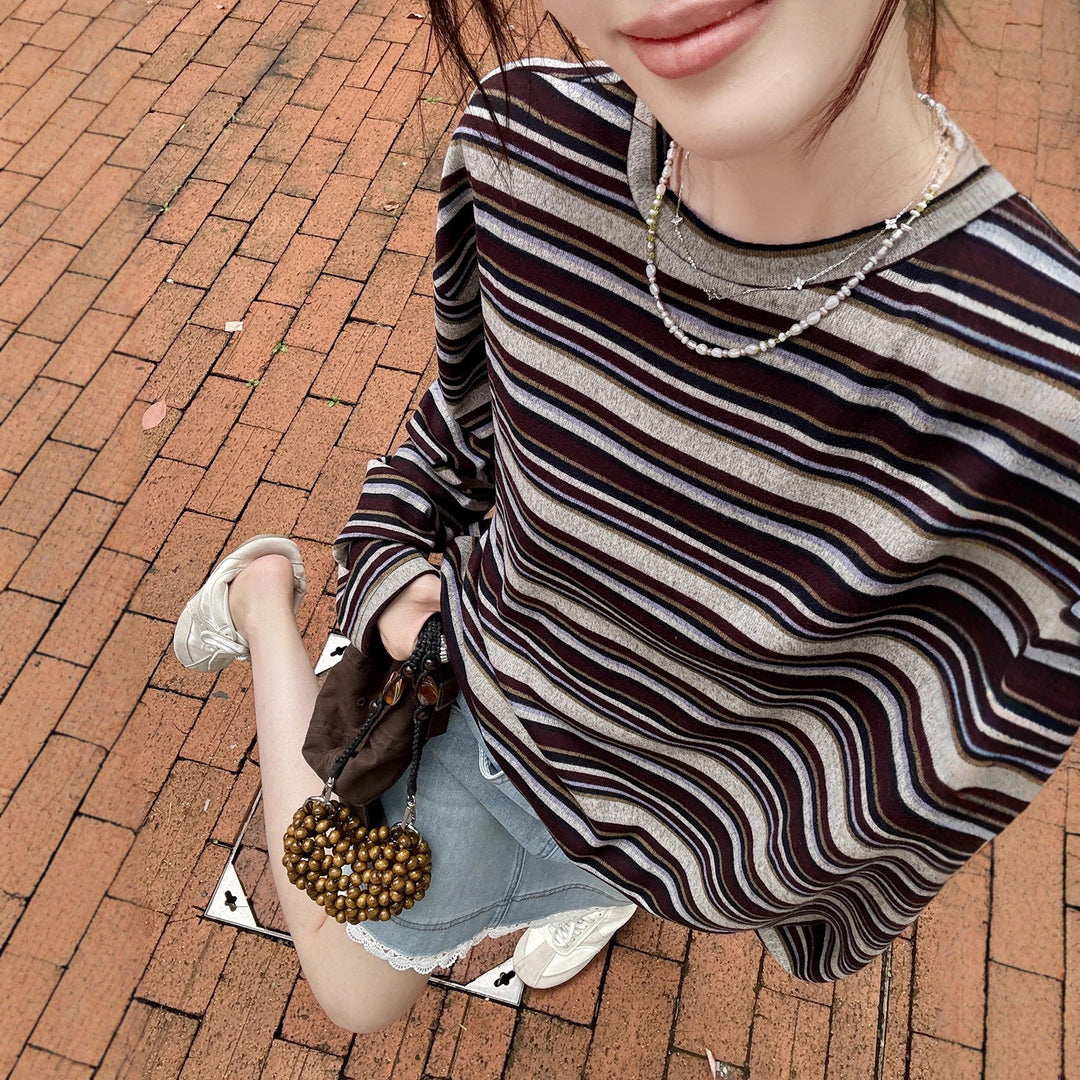 Women’s casual long sleeve shirt with fashionable striped pattern Chic & Stil 1772576621