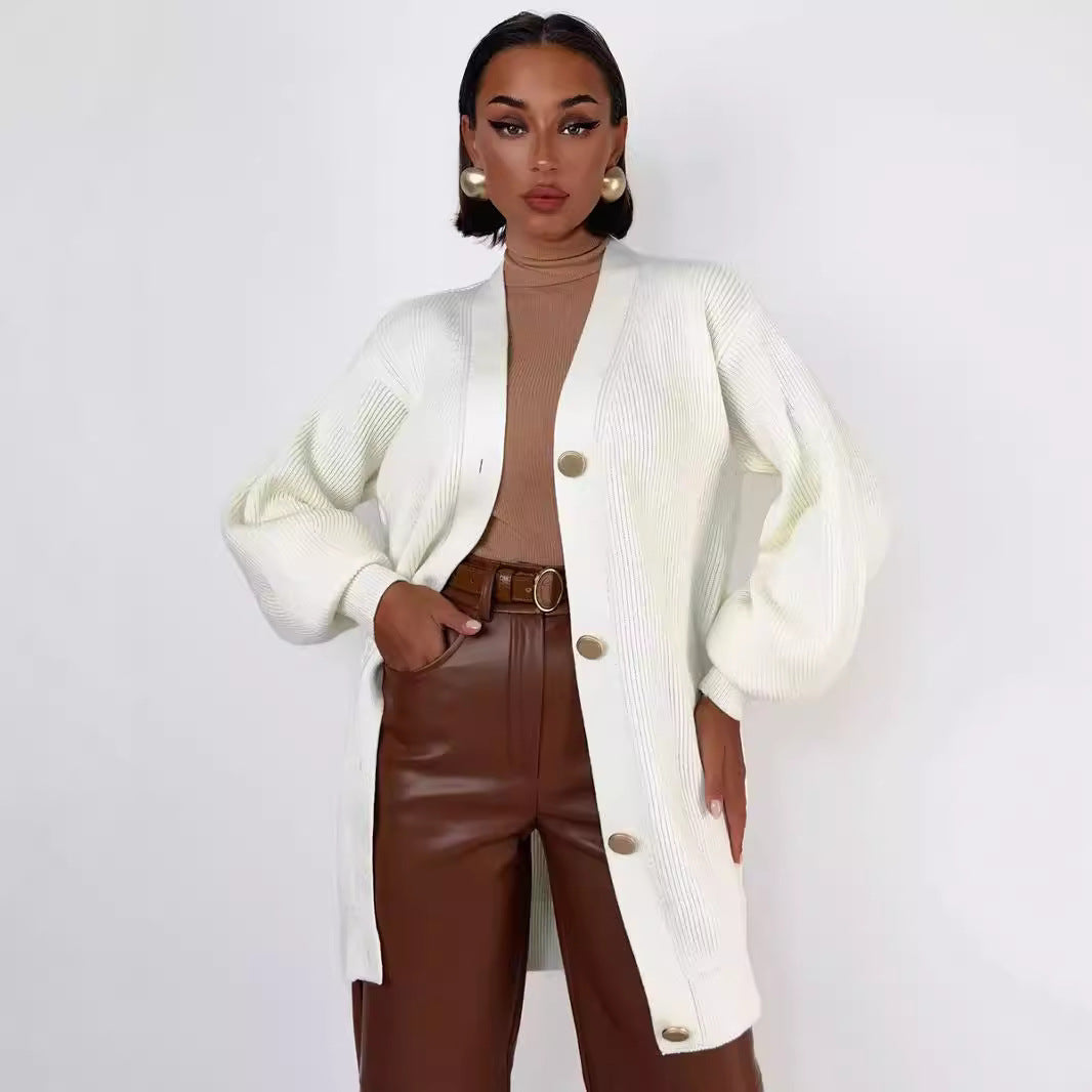 Oversized knit jacket for women with decorative buttons Lune London
