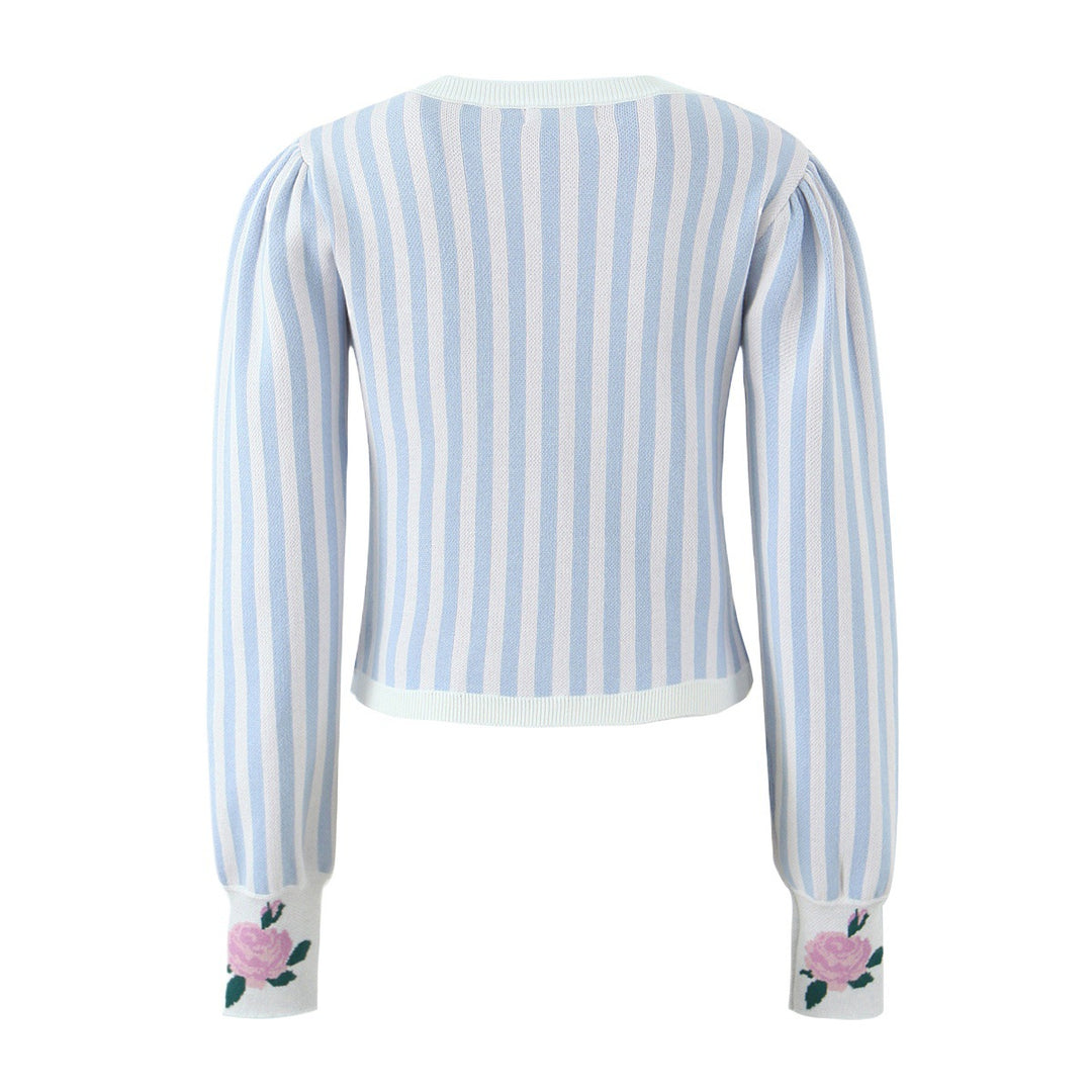 Knit jacket for women with floral design and detailed button placket Lune London