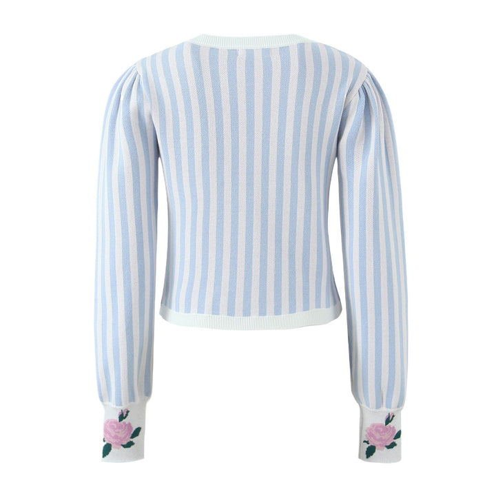 Knit jacket for women with floral design and detailed button placket Lune London