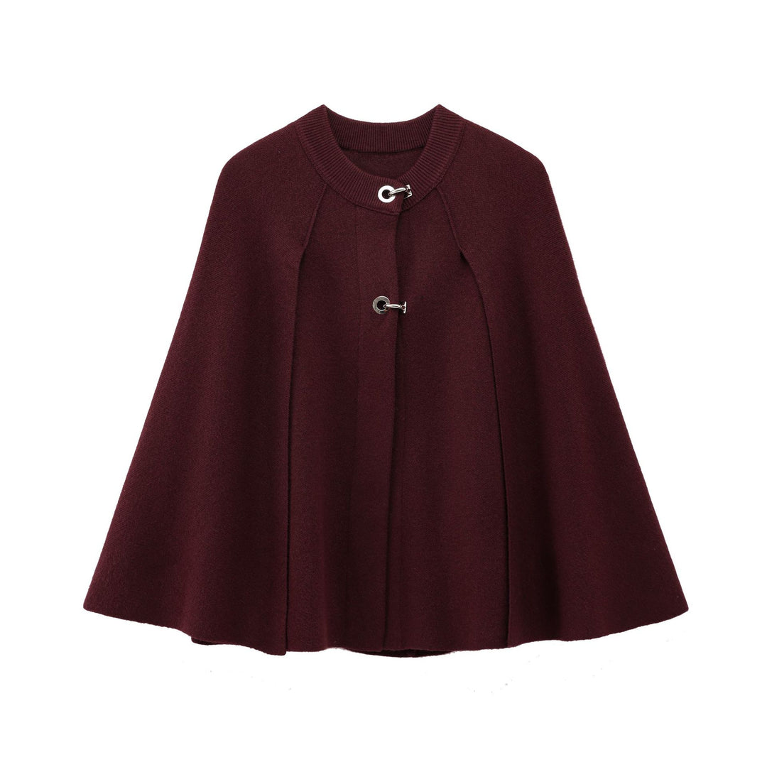 Ladies Down Jacket-Cape with contrasting collar and decorative button details Lune London