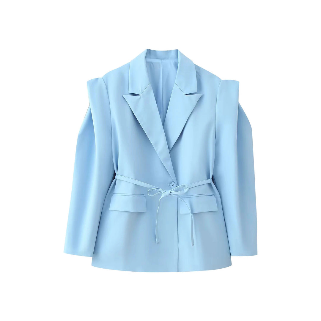 Blazer jacket for women with wide shoulders and adjustable belt Lune London