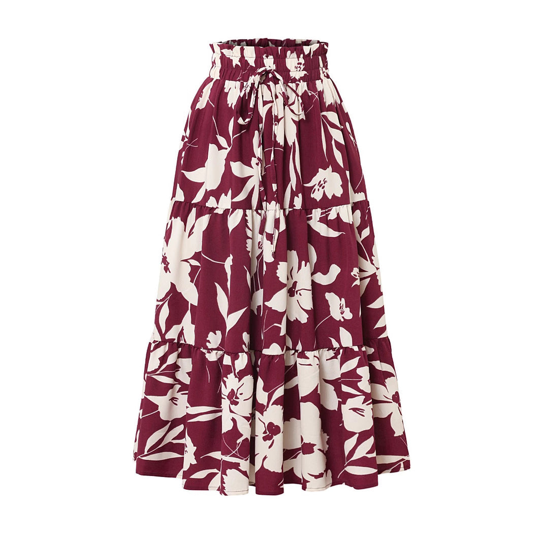 Maxi skirt women with fluid cut and floral design Lune London