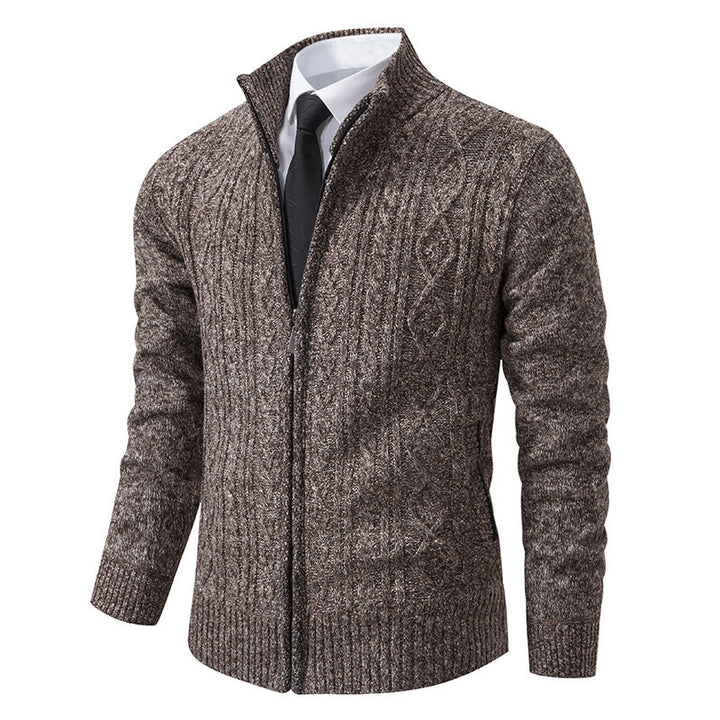 Lune London | Men's Cardigan with Stand-Up Collar and Textured Pattern