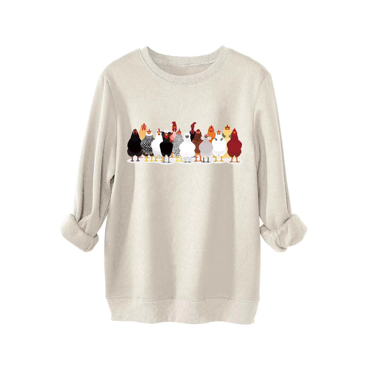 Sweatshirt for women with playful chicken pattern Lune London