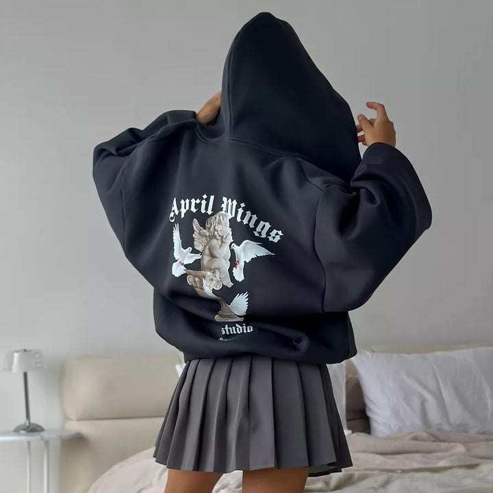 Women oversized hoodie with chic and stylish artistic print