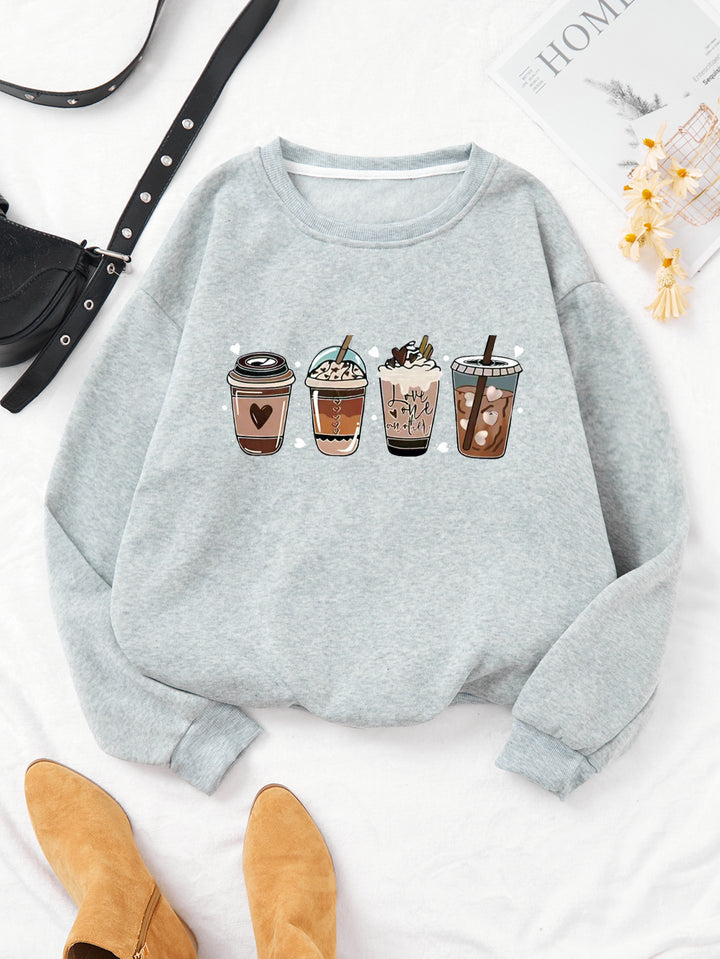 Women's Cozy Sweatshirt with Coffee Motif Chic & Stil