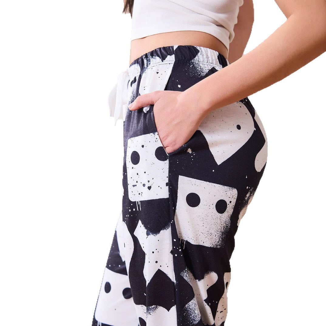 Leisure pants for women with unique graphic pattern and elastic waist Lune London