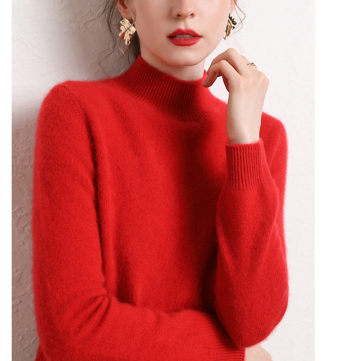 Pull en cachemire pour femmes avec col montant et manches étroites Chic & Stil