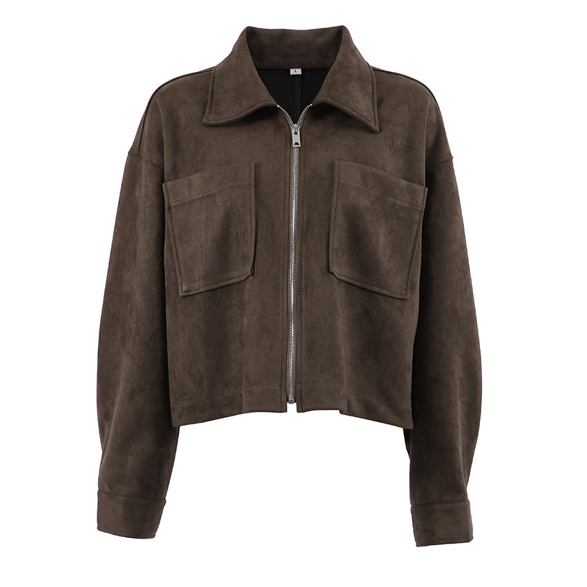 Oversized suede jacket for women with practical pockets Lune London