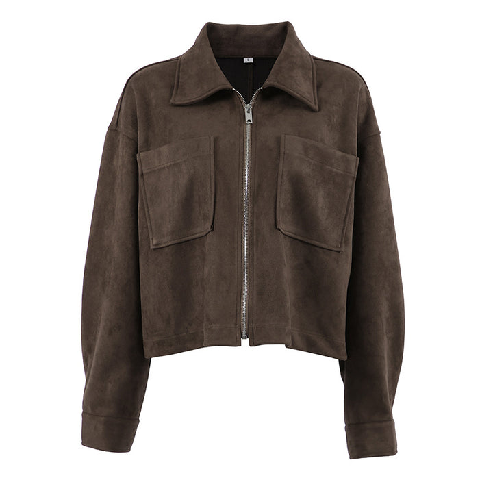 Oversized suede jacket for women with practical pockets Lune London