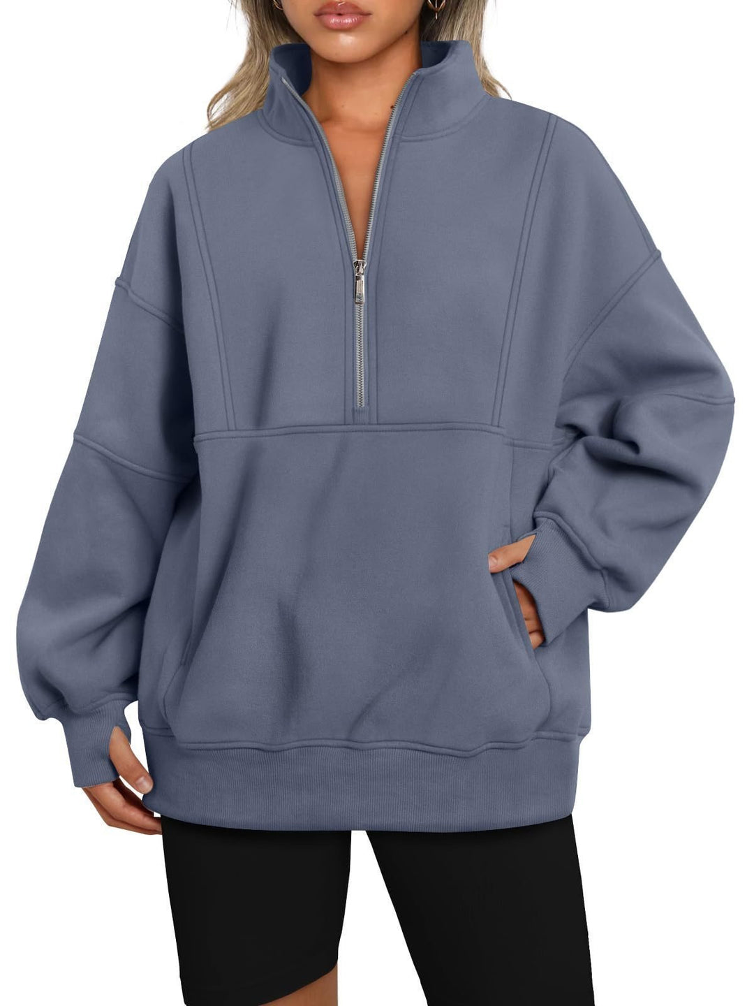 Sporty hoodie top for women with high collar and zip Lune London