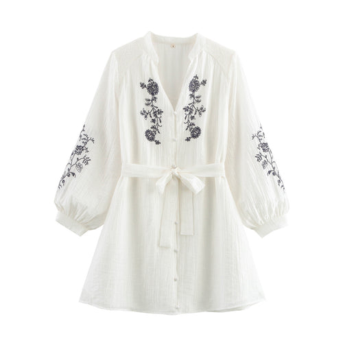 Elegant women's blouse with floral embroidery detail Lune London
