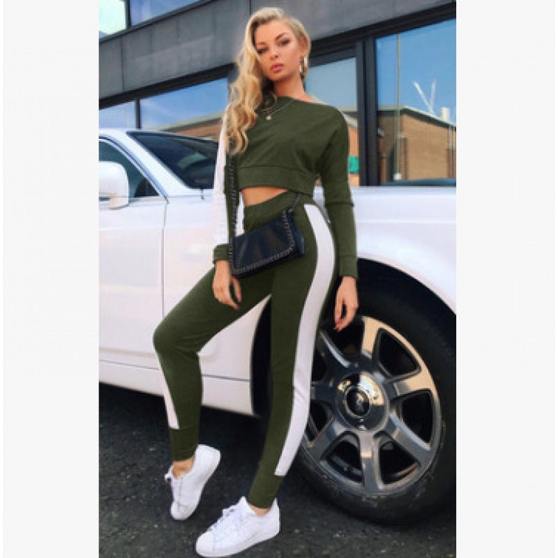 Ensemble de loisirs sporty pour femmes avec crop top et pantalons ajustés Chic & Stil