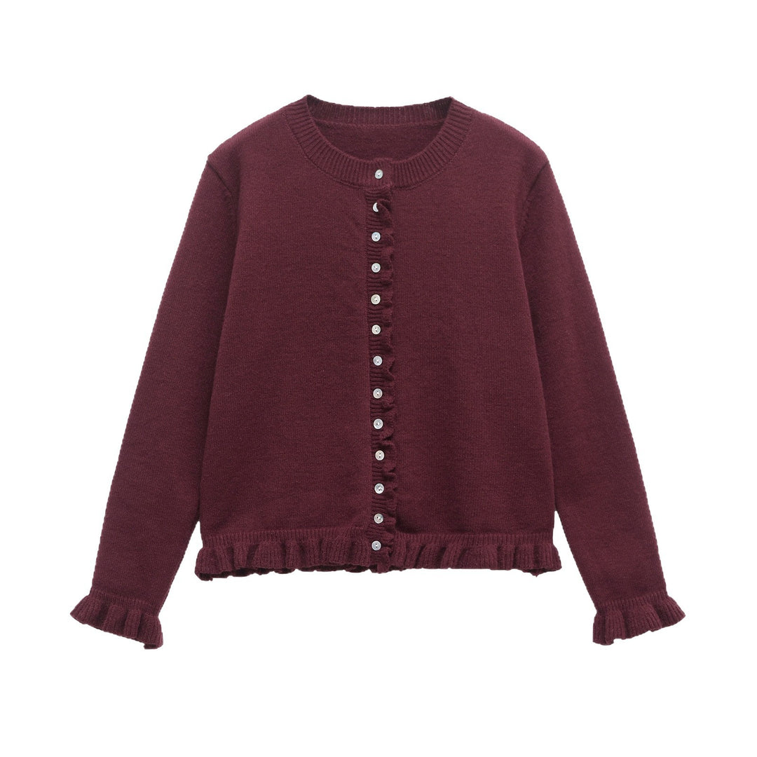 Knit jacket for women with flared details and decorative buttons Lune London